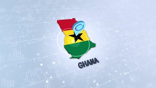 Animated Ghana Map with Flag and Location Pin