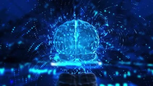 Digital Brain Animation with Data Flow and AI Concepts