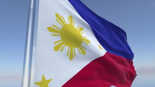 Philippines National Flag Waving in Realistic Wind Loop