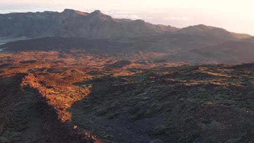 Aerial View of Teide Volcano Lava Field Tenerife Canary Islands