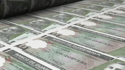 Continuous Money Printing of Guatemalan Quetzal Banknotes on a Press