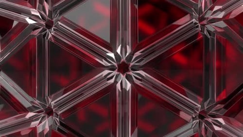 Shimmering Red Geometric Crystal Facets Background Loop