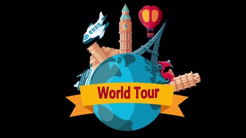 Marco de viagens e turismo em todo o mundo 4K no Alpha Channel