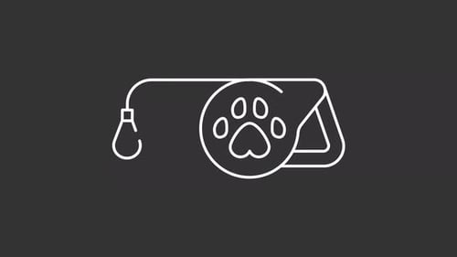 Animated Pet Leash and Paw Print Line Icon