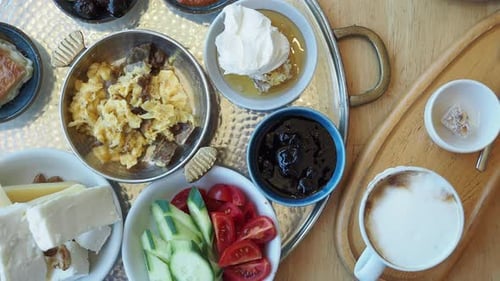 Top View of Turkish Breakfast on Table