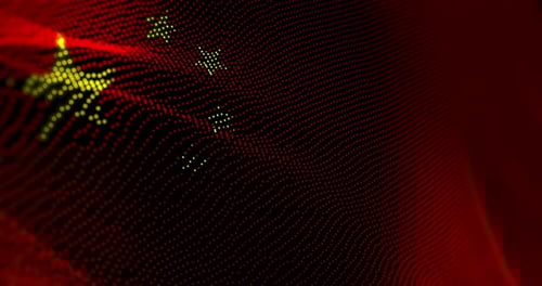 Drapeau chinois agitant un bruit de glitch