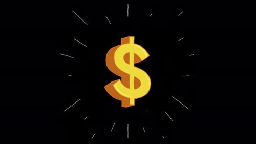 Golden Dollar Sign Animation with Starburst Effect