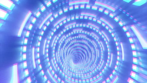 Abstract futuristic blue hi-tech tunnel from energy circles and lines background
