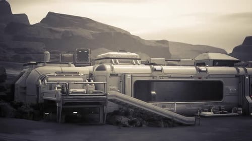 3D Animation of Futuristic Space Outpost on Alien World