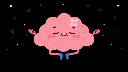 brain, mind, meditating meditating yoga, peace of mind animation 4k with alpha channel