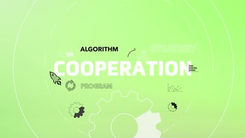 Animated Business Strategy and Cooperation Text with Icons