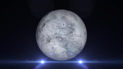 view of Fictional ERIS planet Rotates on space or galaxy and stars milky way. 2117