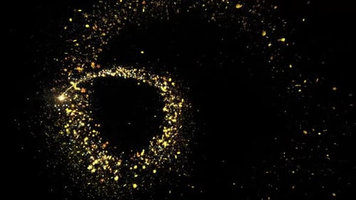 Golden Glitter Flight with Shining Gold Light Particles Trail