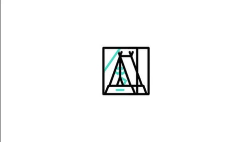 Minimalist Tent Icon Line Art Animation
