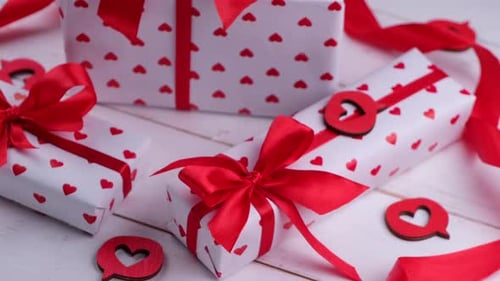 Presents Wrapped With Hearts For Special Occasion