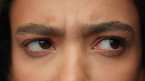Close Up Human Eyes Latina Hispanic Girl Woman Beauty Female Face Part Details Open Eye Dark Eyeball