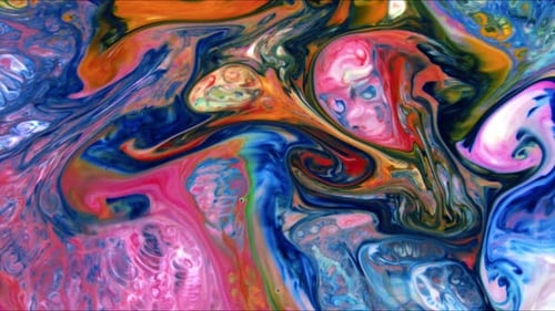 Abstract Paint Swirls with Colorful Patterns