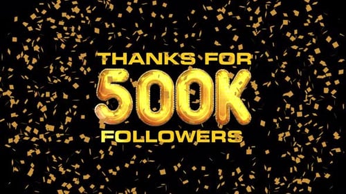 Gold Balloon Text Reveal for 500K Followers Celebration