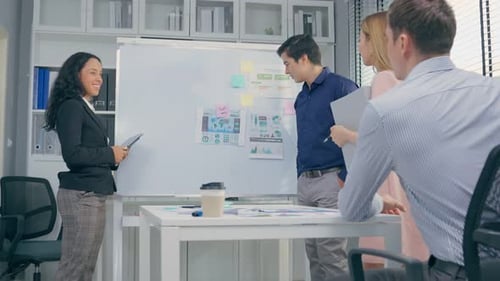 Group of young businessman and businesswoman people working in office.