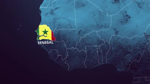 Senegal Map Reveal with Flag and Text Animation