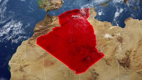 Zoom into Algeria Highlighted Map Animation