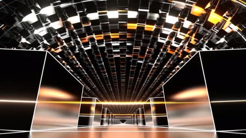 Bewegung orangefarbener und weißer Neonpartikel im Ellipsenhintergrund Vj Loop In 4K