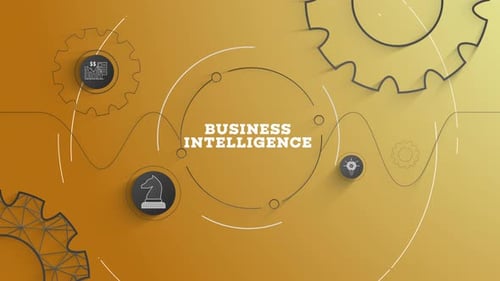 Infographie Business Intelligence sur fond jaune en boucle