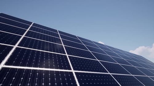 Close-up of Solar Panels Under Blue Sky