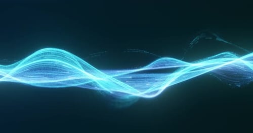 Glowing blue tech lines flow in a mesmerizing wave pattern, loop