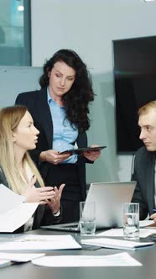 Business Team Discussing Project in Modern Office