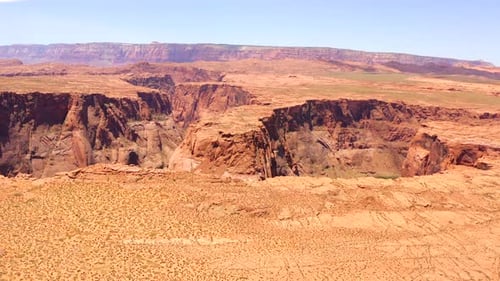 Aerial drone footage of the Horseshoe Bend in Page, Arizona, CA.