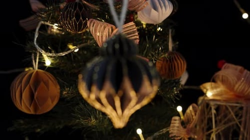 Christmas Tree Decorated With Lights and Ornaments