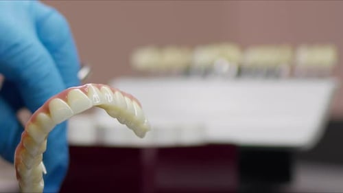 Close-up of Dental Prosthesis in Clinic