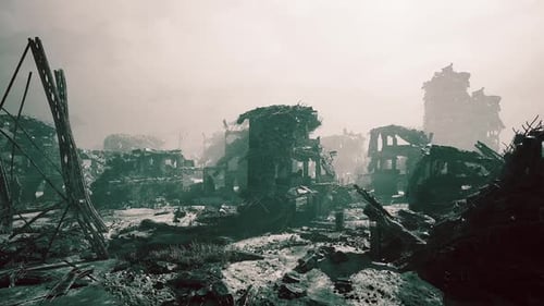 Desolate Landscape of Ruins Captures the Aftermath of Destruction