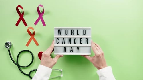 World Cancer Day Supplies Top View