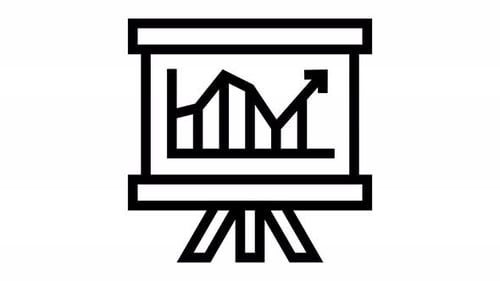 Flat Design Animated Line Graph on Presentation Board