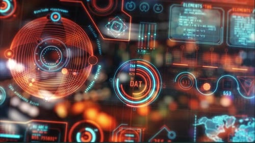 Futuristic Heads-Up Display and Digital Data User Interface Animation