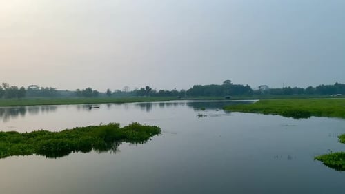 peaceful and calm atmosphere on the lake in the afternoon
