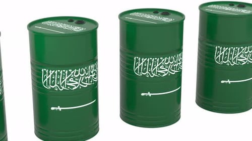Saudi Oil Barrels Diagonal Angle Seamless Loop White Background 4K