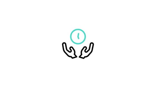 Flat Design Animated Hands Holding Clock Icon
