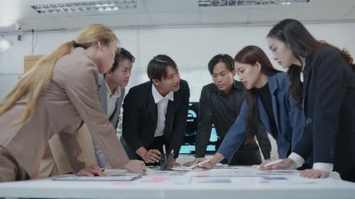 Group of teamwork businessman working and brainstorming in office