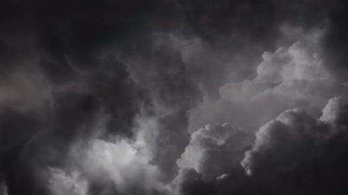 4k fly through dark clouds and thunderstorm