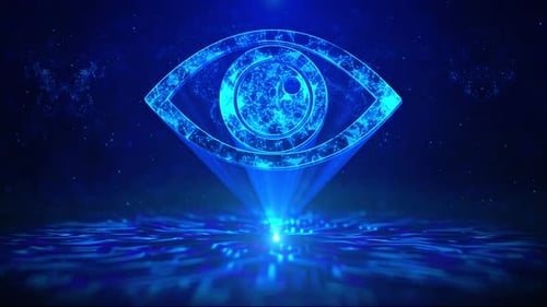 Tech Eye Text with HUD Rotation Digital Technology Interface Sci Fi Hologram Cyberspace