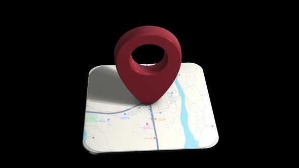 3D Animated Map with Dropping Location Pin, Elements Motion Graphics ft ...