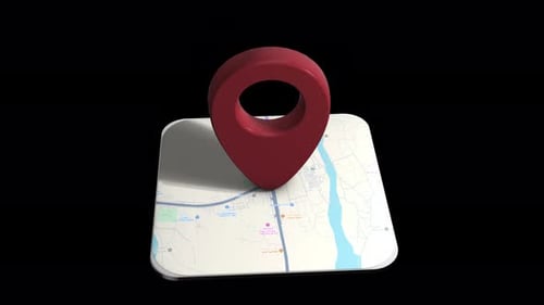 3D Map Location Pin Red Loop