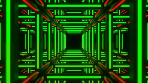 Green And Red Movement Through Neon Frame Background Vj Loop In 4K
