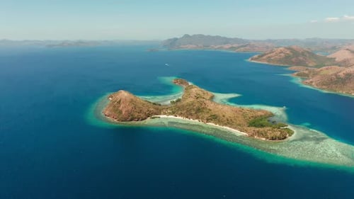 Tropical Island with Sandy Beach Philippines Palawan