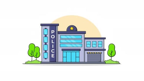 Animation dynamique du bâtiment du poste de police 4k