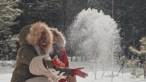Black Family Having Fun On Winter Day