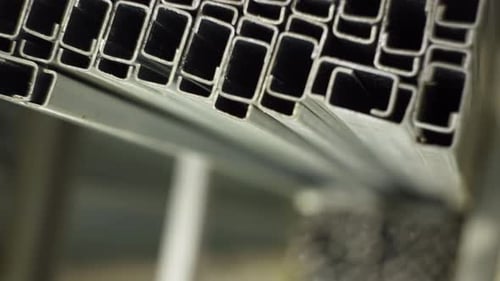 Neat Stacks of Silver C-Channel Close Up